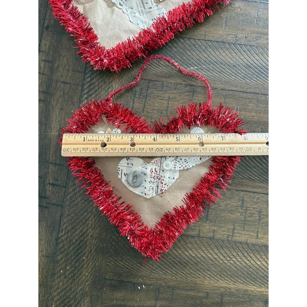 Handmade Paper Hanging Hearts OOAK Valentines‎ Day Garland Sheet Music Romance
